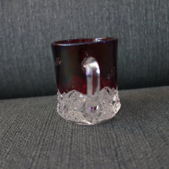 Pan American Expo Buffalo 1901 Rub Red Flash Glass with Handle Lou Florette - Picture 6 of 15